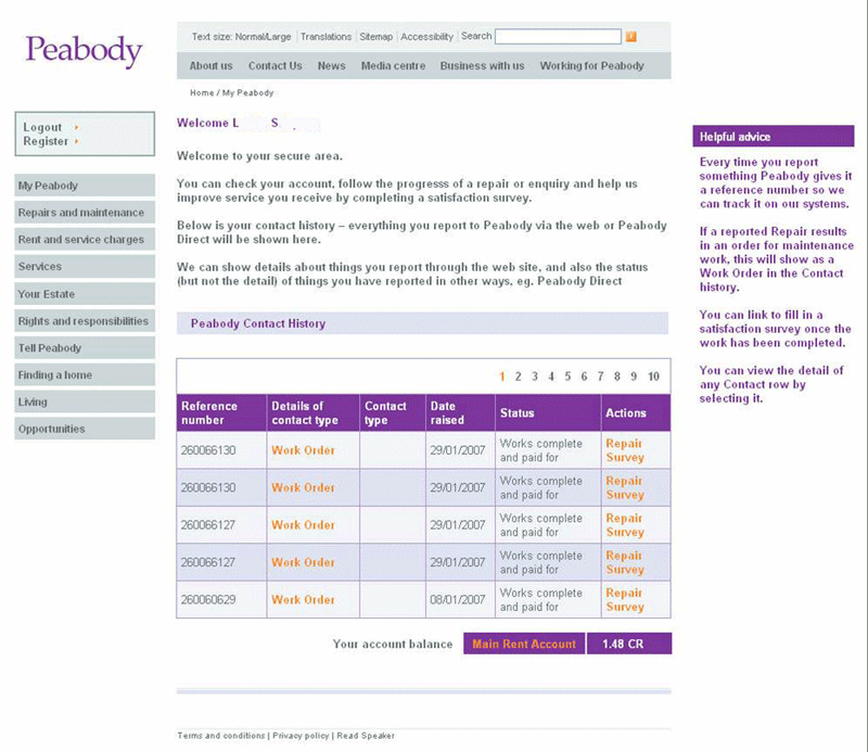Design for an online rent account