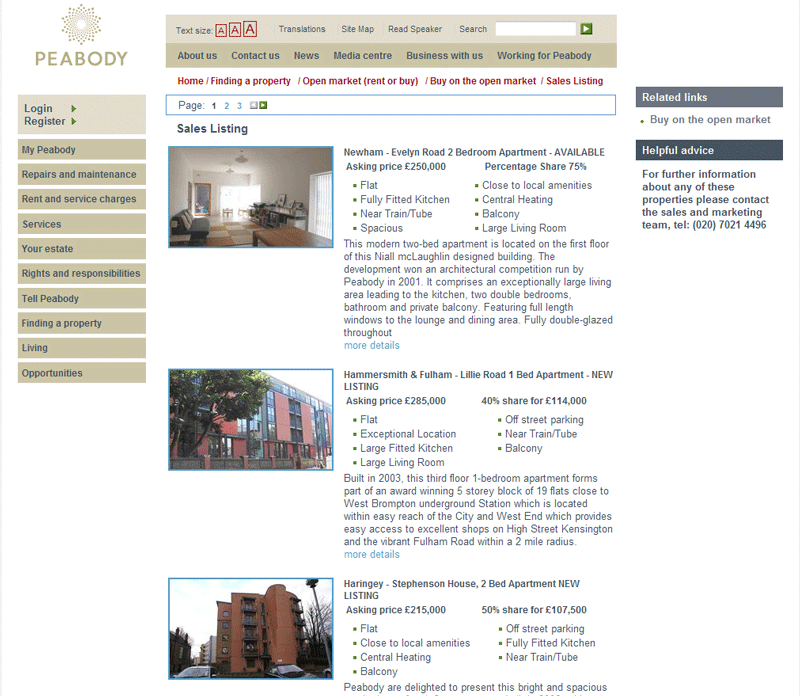 Peabody Web services page